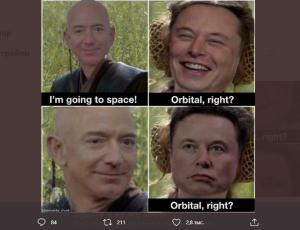 Маск оценил мем с ним и Безосом о полете экс-главы Amazon в космос